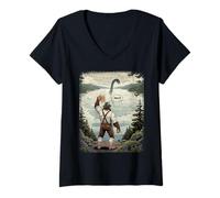 Donna Divertente Tedesco Bigfoot Mostro di Loch Ness Birra Salute Maglietta con Collo a V