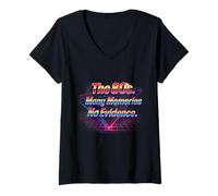 Donna Divertente The 80's Many Memories No Evidence Retro Throwback Maglietta con Collo a V