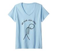 Donna Divertente Triste Stick Man with No Grind. Basta riavvolgere. Maglietta con Collo a V