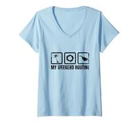 Donna Divertente Ukulelist Weekend Appassionato Ukulele Cavaquinho Maglietta con Collo a V
