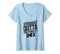 Donna Divertente umorismo sulla pista di pattinaggio di hockey Straight Outta the Penalty Box Maglietta con Collo a V