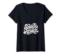 Donna Divertente Umorismo Testo Persone Divertenti Divertente Cibo Amanti Snack Attack Maglietta con Collo a V