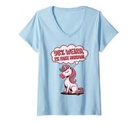 Donna Divertente unicorno 98% strano 2% falso normale carino fantasia umorismo Maglietta con Collo a V