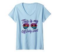 Donna Divertente Vacanza Besties Mamma Crociera Viaggio QUESTO È IL MIO OFF DUTY Maglietta con Collo a V