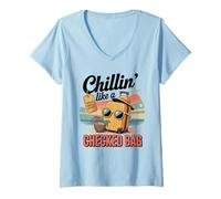 Donna Divertente Valigia da Spiaggia e Vacanze dal Design Vivace Maglietta con Collo a V