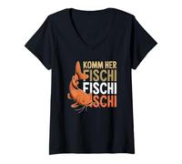 Donna Divertente Vieni la Festa del papà Fischi Fischi Angler Maglietta con Collo a V