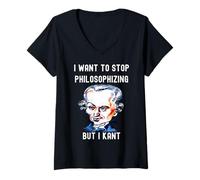 Donna Divertente, voglio smettere di filosofare, ma I Kant Philosophy W Maglietta con Collo a V