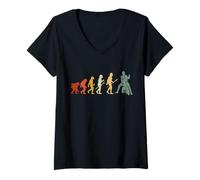 Donna Divertente Wrestling Human Evolution Wrestler Uomini Ragazzi Maglietta con Collo a V