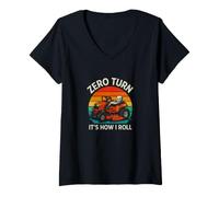 Donna Divertente Zero Turn How Roll Saying Sarcastico Maglietta con Collo a V
