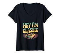 Donna Divertenti barzellette classiche Hey I'm Classic Quote For Who Is Classic Maglietta con Collo a V