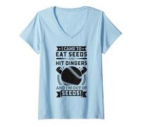 Donna Divertenti detti sul Baseball It Seeds Hit Dingers Maglietta con Collo a V