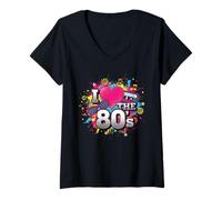 Donna Divertenti Occhiali Party I Love The 80s Classic Throwback Maglietta con Collo a V