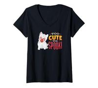 Donna Divertenti proverbi per Halloween con animali too cute to spoOK fun Maglietta con Collo a V