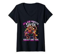 Donna Divertenti Tutte Le Belle Ragazze Si accovacciano Come Questo Softball Catcher Maglietta con Collo a V