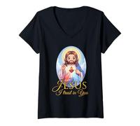 Donna Divina Misericordia Gesù confido in Voi Cristiani Cattolici Bambini Maglietta con Collo a V