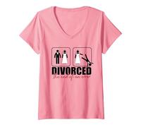Donna Divorziato, Meme con Figure stilizzate «La fine di Un Errore» Bride Groom Maglietta con Collo a V, Rosa, S