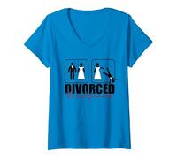 Donna Divorziato, Meme con Figure stilizzate «La fine di Un Errore» Bride Groom Maglietta con Collo a V, Zaffiro, XXL
