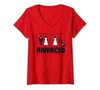 Donna Divorziato, Meme con Figure stilizzate «La fine di Un Errore» Bride Groom Maglietta con Collo a V, Rosso, XL