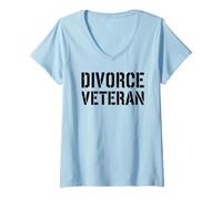 Donna Divorzio Veterano Divertente rottura Matrimonio Vita da single Umorismo Maglietta con Collo a V
