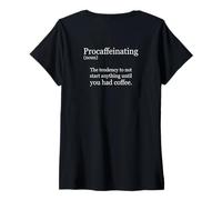Donna Dizionario Procaffeinating Spiegazione Maglietta con Collo a V