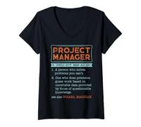 Donna Dizionario Project Manager Sostantivo Mago Mago Maglietta con Collo a V