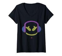 Donna DJ Malva Angry Face - Colore Viola Chiaro Maglietta con Collo a V