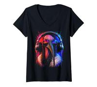 Donna DJ Techno House Electro Minimal Goa Trance Disc Jockey DnB DJ Maglietta con Collo a V