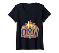 Donna DMV DC Maryland Virginia Retro Varsity Washington Area Pride Maglietta con Collo a V
