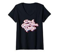 Donna Do A Good Turn Daily Scouts BSA Slogan Retro Typography Maglietta con Collo a V
