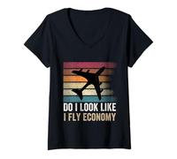 Donna Do I Look Like I Fly Economy, Divertente Viaggio Aereo Aviazione Maglietta con Collo a V