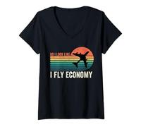 Donna Do I Look Like I Fly Economy, Divertente Viaggio Aereo Aviazione Maglietta con Collo a V