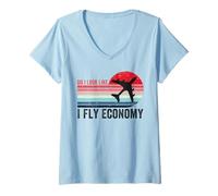 Donna Do I Look Like I Fly Economy, Divertente Viaggio Aereo Aviazione Maglietta con Collo a V