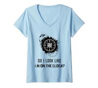 Donna Do I Look Like I'm On The Clock Funny Sarcastic Saying Maglietta con Collo a V