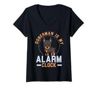 Donna Doberman è Il Mio Amante dei Cani da Allarme Cucciolo di Maglietta con Collo a V