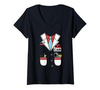 Donna Doctor White Lab Coat | Halloween Costume T-Shirt Chemist Maglietta con Collo a V