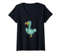 Donna Dodo Uccello con Occhiali e Libro Maglietta con Collo a V