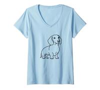 Donna Dog di Sausage Dachshund Weiner Maglietta con Collo a V