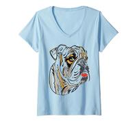 Donna Dog divertenti Bulldog inglese per il proprietario di Dog Maglietta con Collo a V