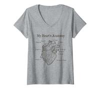 Donna Dog Lover Heart Anatomy Shirt - Dog Owner, Medic, Veterinary Maglietta con Collo a V