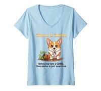 Donna Dog Lovers Silence Is Golden Unless You Have a Corgi Maglietta con Collo a V