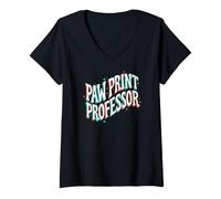 Donna Dog Trainer Paw Print Professor Animal Behaviorist Maglietta con Collo a V