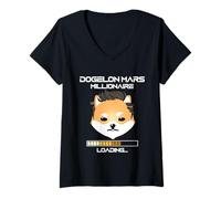 Donna Dogelon Mars Milionario Negozio, Criptovaluta Token Asset Maglietta con Collo a V