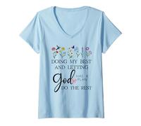 Donna Doing My Best & Letting God Do The Rest Quote God Has a Plan Maglietta con Collo a V