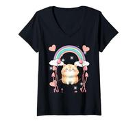 Donna Dolce gatto Chill Adolescente Bambini Ragazze Ragazzi Gatti Bambino Maglietta con Collo a V