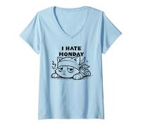 Donna Dolce Gatto - I Hate Monday Maglietta con Collo a V