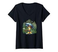 Donna dolce rana carino rane foresta natura amanti della natura Maglietta con Collo a V