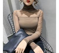 Donna Dolcevita Camicia Rete a Contrasto Puro Top Al Sedere Maglia Slim Base Tee