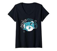 Donna Dolphinately Happy Maglietta con Collo a V