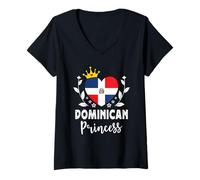 Donna Dominican Princess Dominican Flag Proud Dominican Girl Maglietta con Collo a V