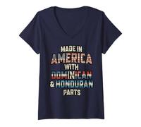 Donna Dominicana E Honduras Made in America Mix Heritage Vintage Maglietta con Collo a V
